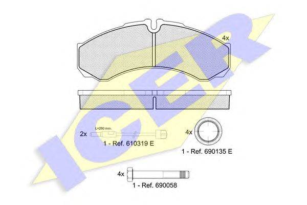 Комплект тормозных колодок, дисковый тормоз ICER 141208123
