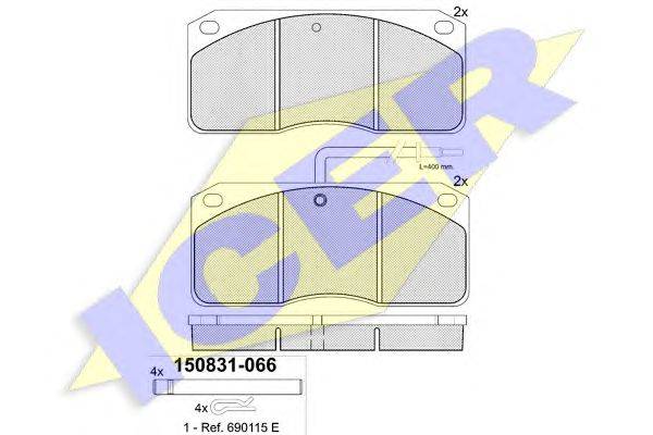 Комплект тормозных колодок, дисковый тормоз ICER 29039