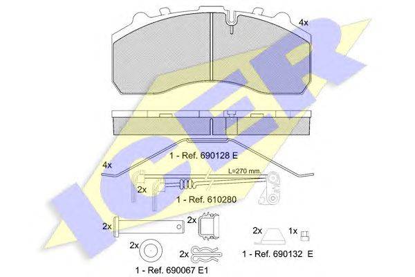 Комплект тормозных колодок, дисковый тормоз ICER 151194118