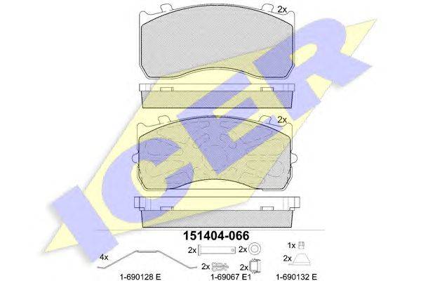 Комплект тормозных колодок, дисковый тормоз ICER 151404