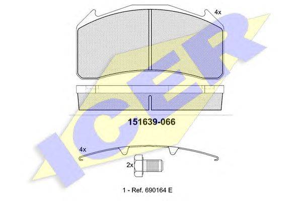 Комплект тормозных колодок, дисковый тормоз ICER 151639