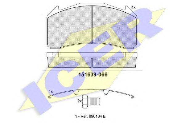 Комплект тормозных колодок, дисковый тормоз ICER 151639-066