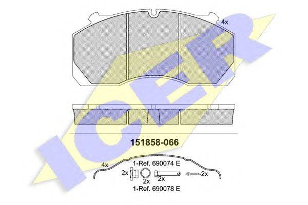 Комплект тормозных колодок, дисковый тормоз ICER 151858-066