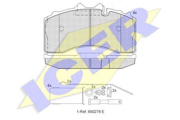 Комплект тормозных колодок, дисковый тормоз ICER 152047-066