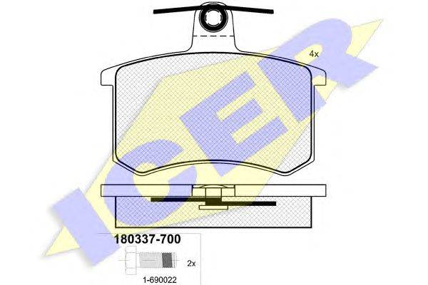 Комплект тормозных колодок, дисковый тормоз ICER 20668