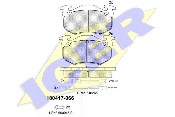 Комплект тормозных колодок, дисковый тормоз ICER 20636