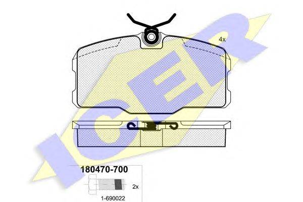 Комплект тормозных колодок, дисковый тормоз ICER 180470