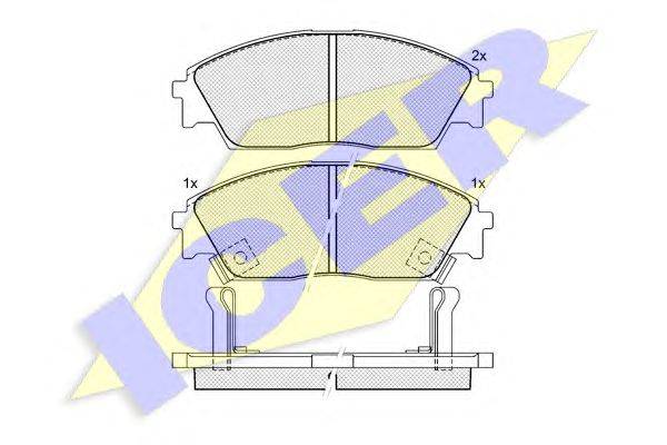 Комплект тормозных колодок, дисковый тормоз ICER 180755