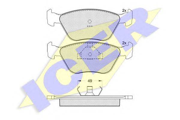 Комплект тормозных колодок, дисковый тормоз ICER 180952