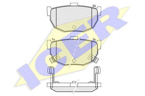 Комплект тормозных колодок, дисковый тормоз ICER 21555