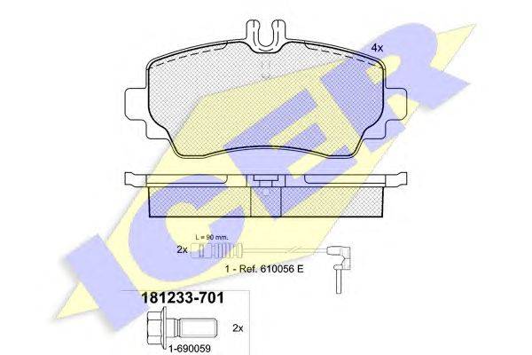 Комплект тормозных колодок, дисковый тормоз ICER 181233