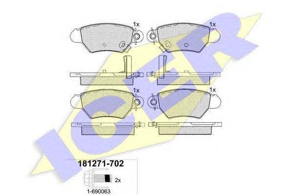 Комплект тормозных колодок, дисковый тормоз ICER 181271-702
