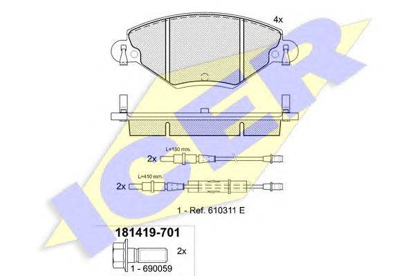 Комплект тормозных колодок, дисковый тормоз ICER 23274