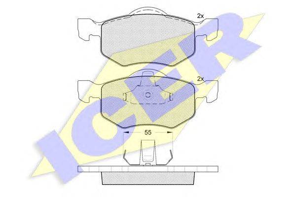 Комплект тормозных колодок, дисковый тормоз ICER 23787