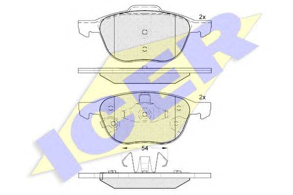 Комплект тормозных колодок, дисковый тормоз ICER 181617-203