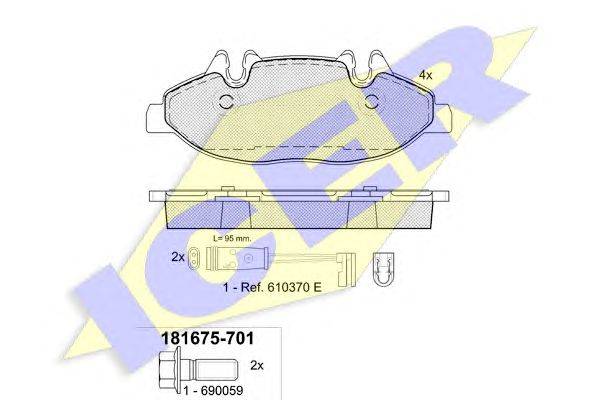 Комплект тормозных колодок, дисковый тормоз ICER 181675