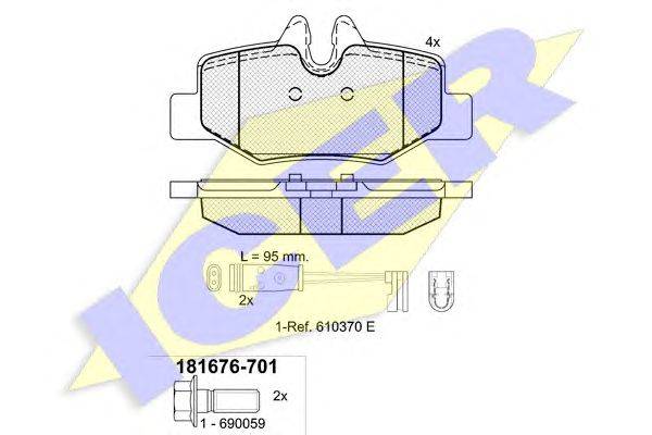 Комплект тормозных колодок, дисковый тормоз ICER 181676-701
