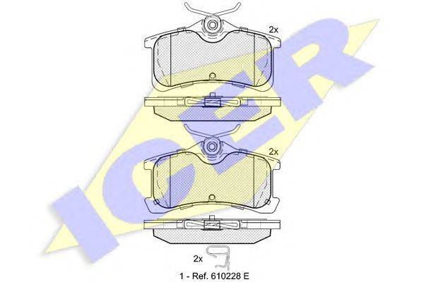 Комплект тормозных колодок, дисковый тормоз ICER 181728