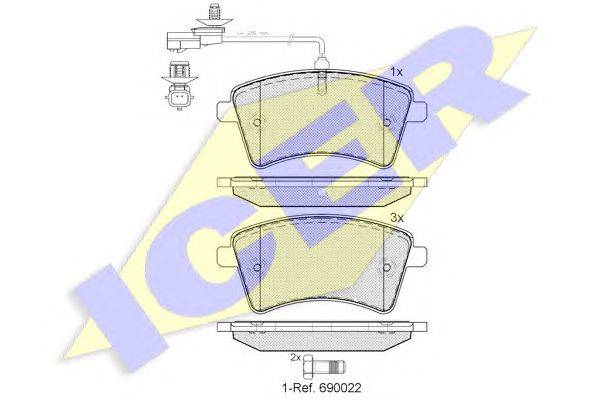 Комплект тормозных колодок, дисковый тормоз ICER 181854-203