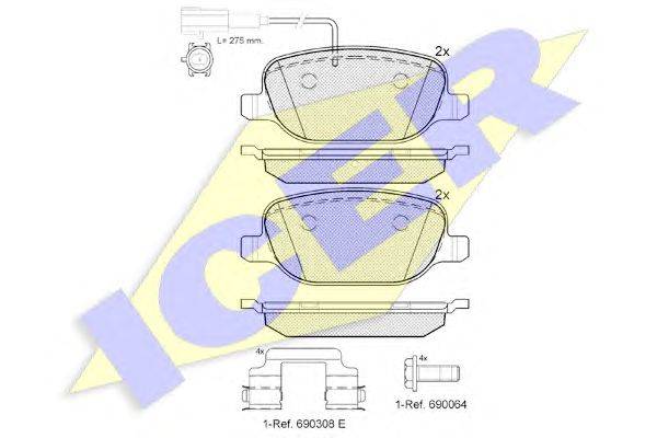 Комплект тормозных колодок, дисковый тормоз ICER 181996-203