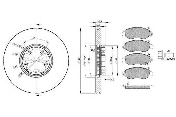 Комплект тормозов, дисковый тормозной механизм ICER 31367-5613