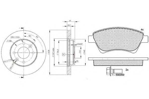 Комплект тормозов, дисковый тормозной механизм ICER 31579-6572