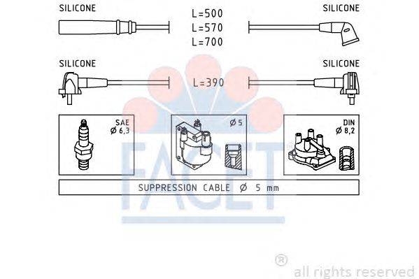 Комплект проводов зажигания FACET 4.9436