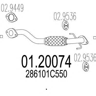 Труба выхлопного газа MTS 01.20074