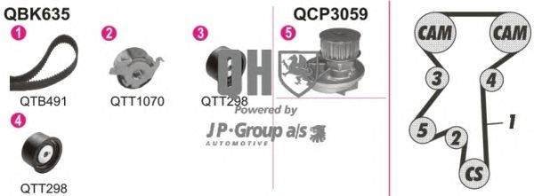Водяной насос + комплект зубчатого ремня JP GROUP QBPK6350