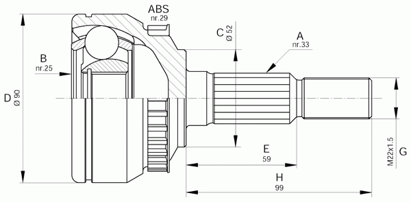 Шарнирный комплект, приводной вал OPEN PARTS CVJ5263.10