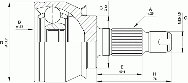 Шарнирный комплект, приводной вал OPEN PARTS CVJ5528.10