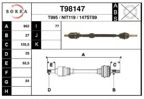 Приводной вал EAI T98147