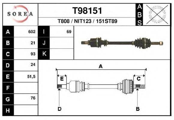 Приводной вал EAI T98151