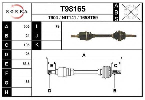 Приводной вал EAI T98165