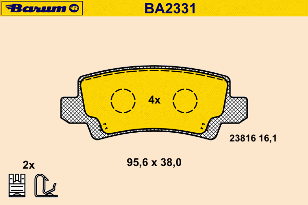Комплект тормозных колодок, дисковый тормоз BARUM 23816