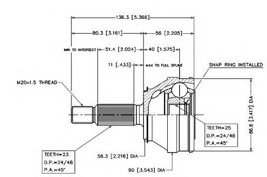 Шарнирный комплект, приводной вал VEMA 18244