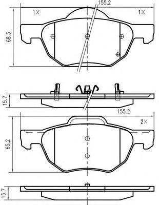 Комплект тормозных колодок, дисковый тормоз HONDA 45022SEAE01