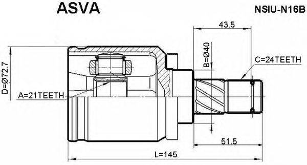 Шарнирный комплект, приводной вал ASVA NSIUN16B