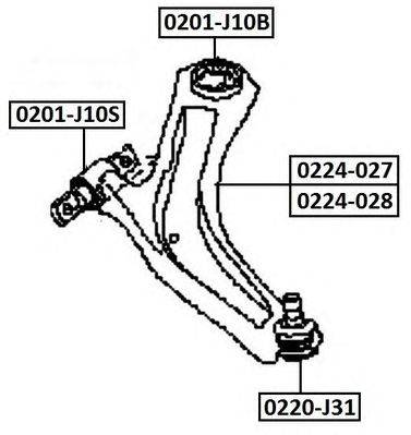 Рычаг независимой подвески колеса, подвеска колеса ASVA 0224028