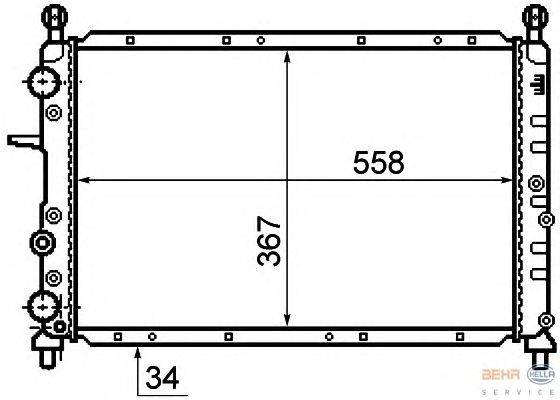 Радиатор, охлаждение двигателя HELLA 8MK 376 708-491