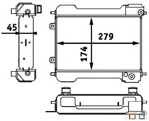 масляный радиатор, двигательное масло HELLA 8MO 376 725-731