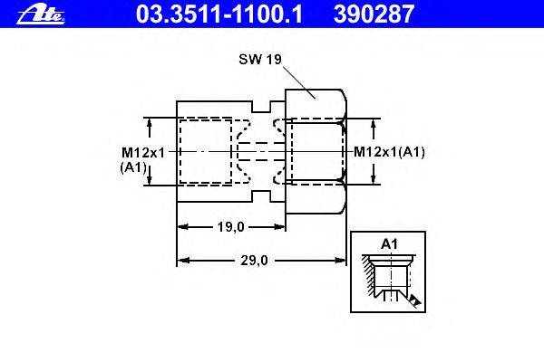Адаптер, трубопровод тормозного привода ATE 390287