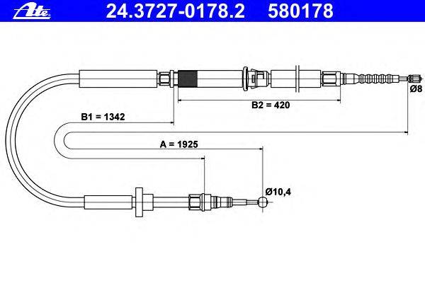 Трос, стояночная тормозная система ATE 24.3727-0178.2
