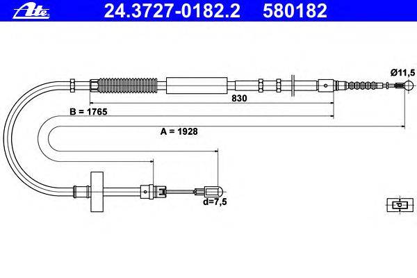 Трос, стояночная тормозная система ATE 24.3727-0182.2