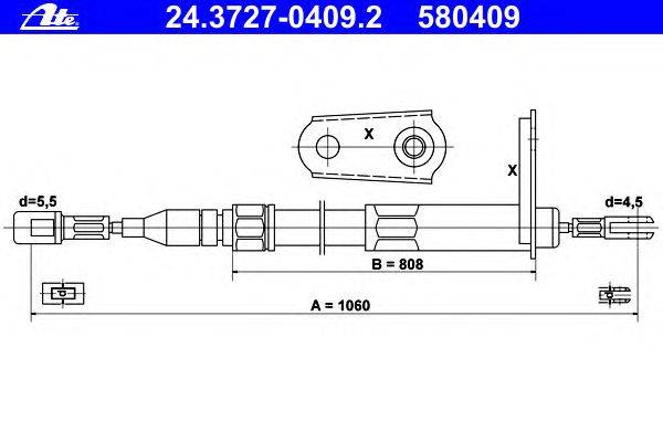 Трос, стояночная тормозная система ATE 24.3727-0409.2