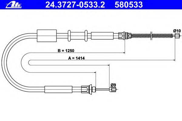 Трос, стояночная тормозная система ATE 24.3727-0533.2