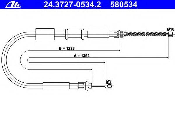 Трос, стояночная тормозная система ATE 24.3727-0534.2
