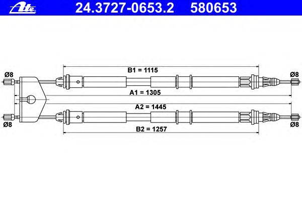 Трос, стояночная тормозная система ATE 24.3727-0653.2