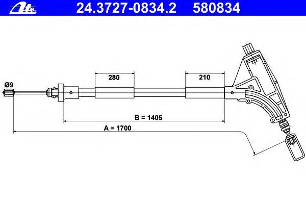 Трос, стояночная тормозная система ATE 24.3727-0834.2