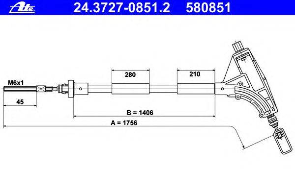 Трос, стояночная тормозная система ATE 24.3727-0851.2